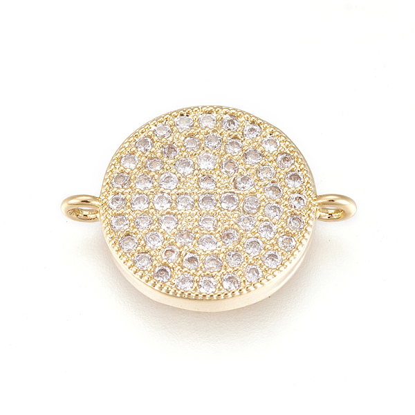 

PandaHall Brass Micro Pave Cubic Zirconia Links, Long-Lasting Plated, Lead Free & Cadmium Free & Nickel Free, Flat Round, Clear, Real 18K...
