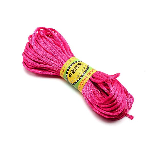 

PandaHall Polyester Rattail Satin Cord, for Chinese Knotting, Round, Fuchsia, 3mm, about 10.94 Yards(10m)/Bundle Polyester Pink