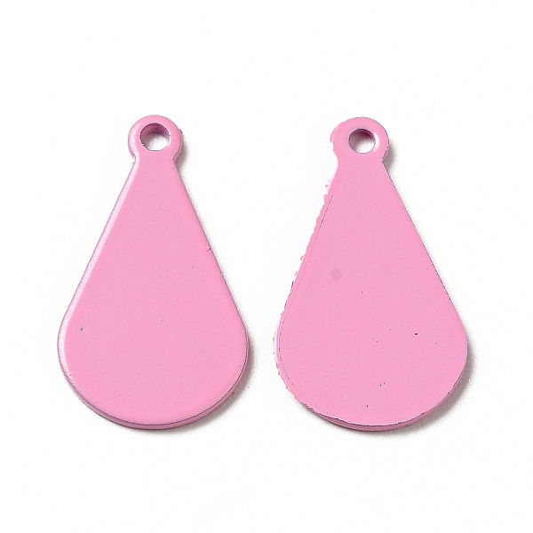 

PandaHall Spray Painted 201 Stainless Steel Pendants, Teardrop Charm, Pearl Pink, 19x11x1mm, Hole: 1.4mm 201 Stainless Steel Teardrop