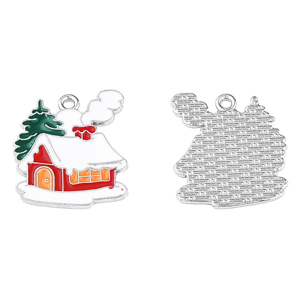 

PandaHall Rack Plating Alloy Enamel Pendants, Cadmium Free & Lead Free, Christmas Style, House, Platinum, 22x19x1mm, Hole: 1.6mm...