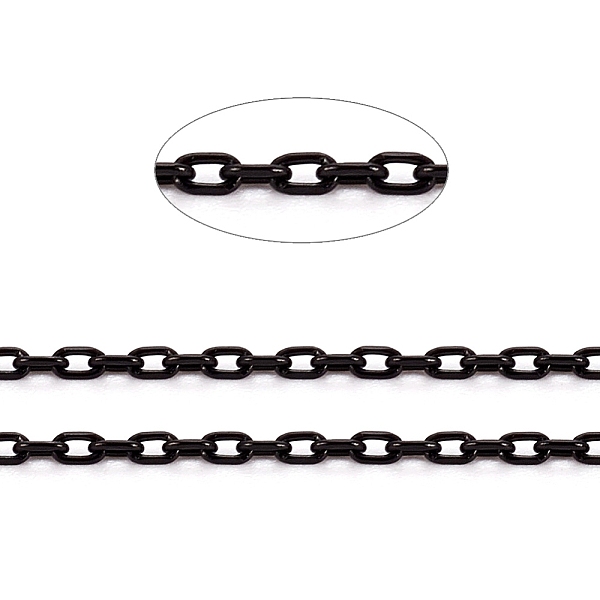

PandaHall 304 Stainless Steel Cable Chains, Diamond Cut Thin Chains, Soldered, Faceted, with Spool, Oval, Electrophoresis Black...
