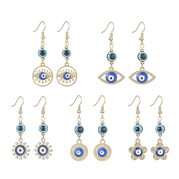 

PandaHall Resin Evil Eye Dangle Earrings with Rhinestone, Golden Alloy Long Drop Earrings, Mixed Shapes, 49.5~57x15~21.5mm Rhinestone Mixed...