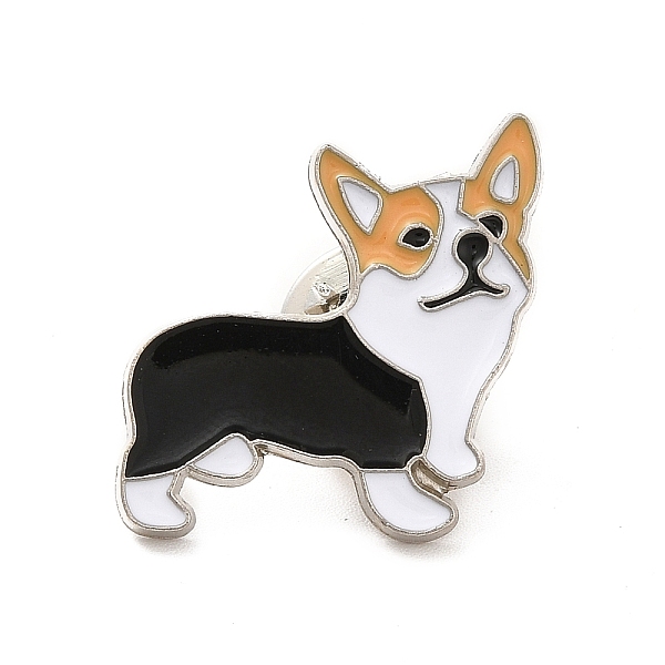 Dog Enamel Pin with Brass Butterfly Clutches