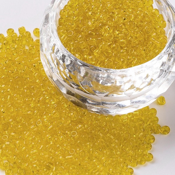 

PandaHall Glass Seed Beads, Transparent, Round, Yellow, 12/0, 2mm, Hole: 1mm, about 30000 beads/pound Glass Yellow