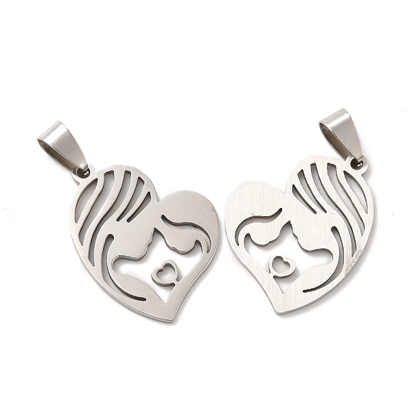 

PandaHall Mother's Day 201 Stainless Steel Pendants, Mother with Daughter, Hollow Heart Charms, Stainless Steel Color, 28x24x1.4mm, Hole...