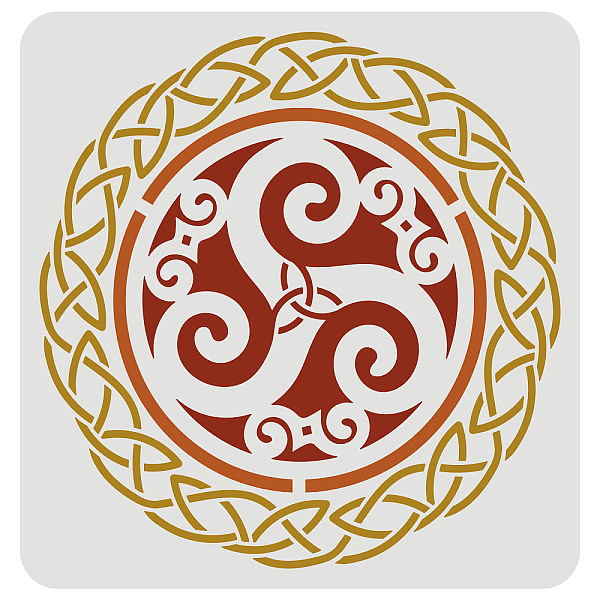 PandaHall FINGERINSPIRE Celtic Triskele Stencil 30x30cm Reusable Viking Celtic Knot Stencil Triple Spiral Celtic Symbol Stencil for Painting...