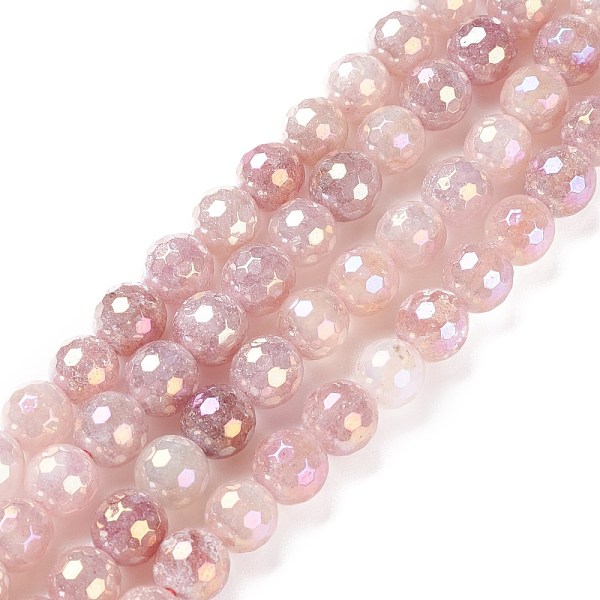 Round Natural Electroplated Strawberry Quartz Beads