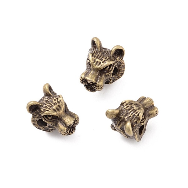 

PandaHall Tibetan Style Alloy Beads, Tiger Head, Antique Bronze, 11.5x10x9mm, Hole: 2mm Alloy Tiger