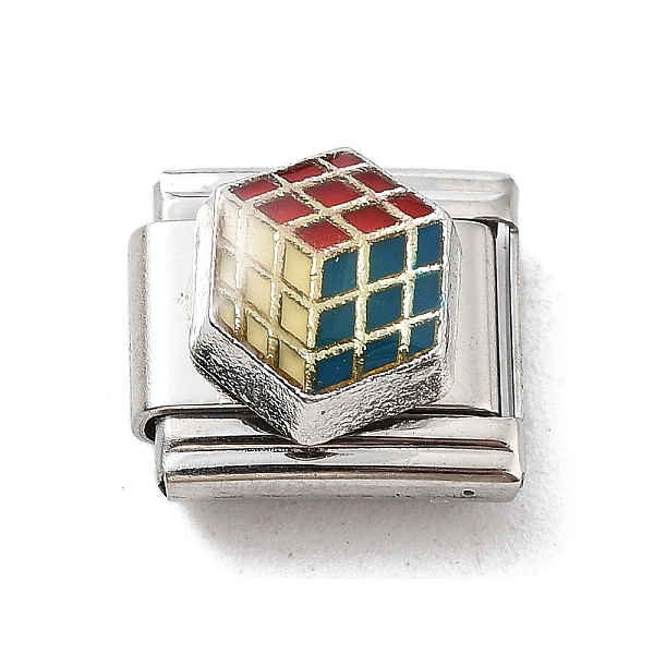 

PandaHall Cube 304 Stainless Steel Enamel Connector Charms, DIY Handmade Module Bracelet Accessories, Stainless Steel Color, Colorful...