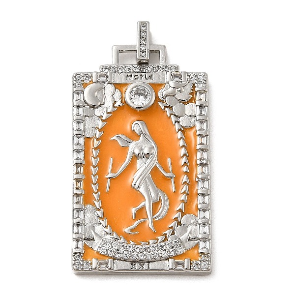 

PandaHall Brass Micro Pave Cubic Zirconia Pendants with Enamel, Tarot, Dark Orange, 39.5x23x2.5mm, Hole: 4.5x2mm Brass+Cubic Zirconia+Enamel...