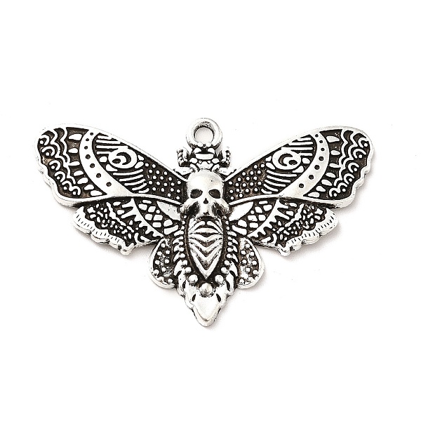

PandaHall Alloy Pendant, Skull & Moth, Antique Silver, 27x43x3mm, Hole: 2.3mm Alloy Other Animal