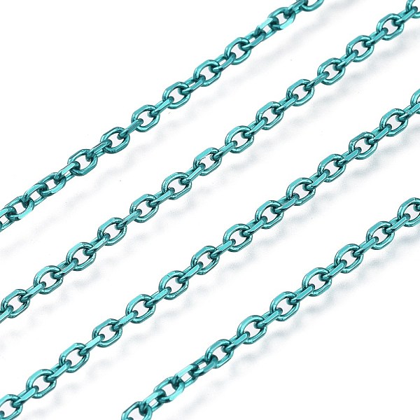

PandaHall Electrophoresis 304 Stainless Steel Cable Chains, Unwelded, with Spool, Light Sea Green, 2.9x2.1x0.4mm, about 32.8 Feet(10m)/roll...