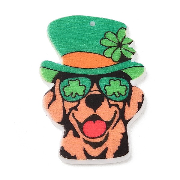 

PandaHall Saint Patrick's Day Acrylic Pendant, Clover, Dog, 40x27.5x2mm, Hole: 1.4mm Acrylic Dog Orange