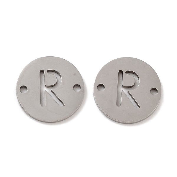 

PandaHall 201 Stainless Steel Hollow Flat Round Links, Letter Connector Charms, Stainless Steel Color, Letter R, 12x1mm, Hole: 1.2mm 201...
