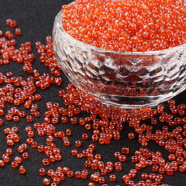 

PandaHall (Repacking Service Available) Glass Seed Beads, Trans. Colours Lustered, Round, Dark OranGoe, 12/0, 2mm, Hole: 1mm, about 12G/bag...