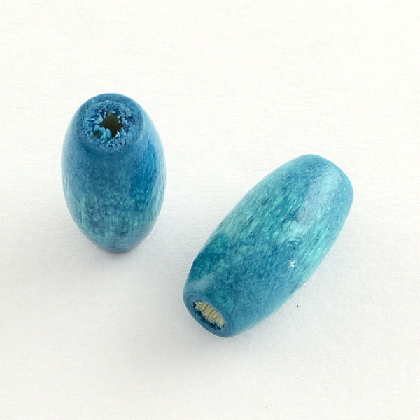 

PandaHall Dyed Natural Wood Beads, Egg Shaped Rugby Wood Beads, Oval/Oblong, Lead Free, Teal, 15x7~8mm, Hole: 3mm, about 3800pcs/1000g Maple..., Cyan
