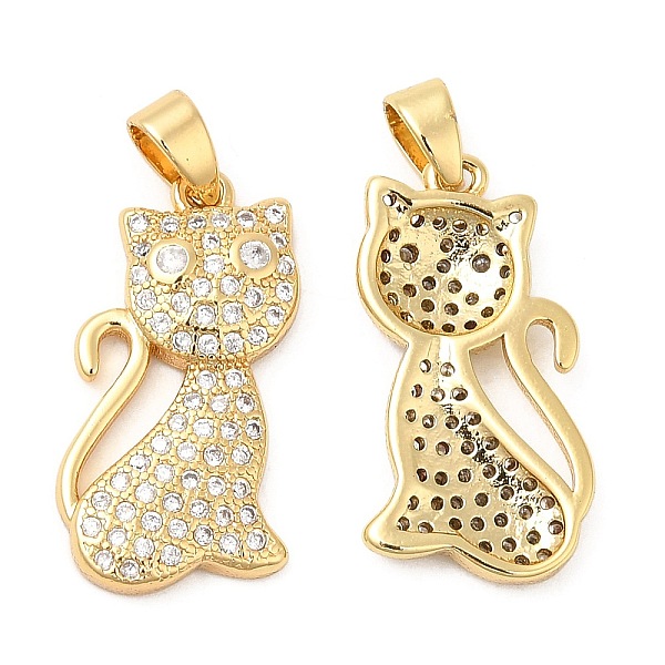 

PandaHall Brass Micro Pave Cubic Zirconia Pendants, Cat Shape, Real 18K Gold Plated, 20.5x12x3mm, Hole: 4.5x2.5mm Brass+Cubic Zirconia Cat..., Clear