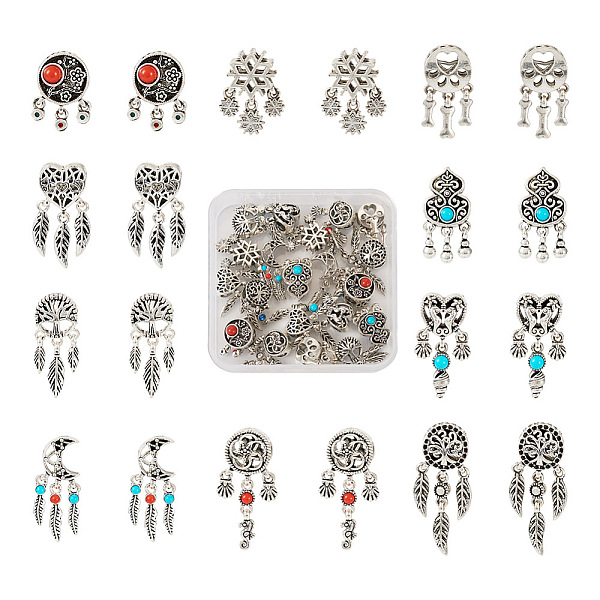 

PandaHall Kissitty 20Pcs 10 Styles Tibetan Style Alloy European Dangle Charms, Large Hole Pendants, with Synthetic Turquoise Beads, Heart &...
