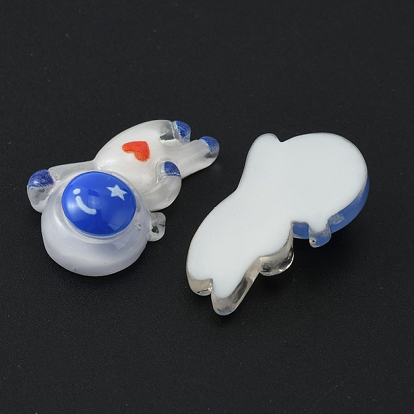 

PandaHall Space Theme Translucent Resin Cabochons, Spaceman Shape with Heart Pattern, Blue, 27x16.5x7.5mm Resin Heart Blue