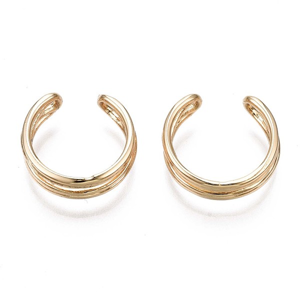

PandaHall Brass Cuff Earrings, Real 18K Gold Plated, 13x12.5x4.5mm Brass