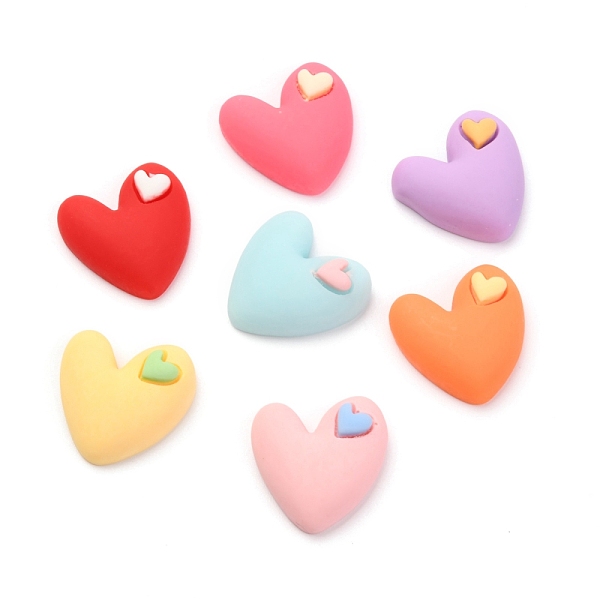 

PandaHall Resin Cabochons, Heart, Mixed Color, 19x19.5x7.5mm Resin Heart Multicolor