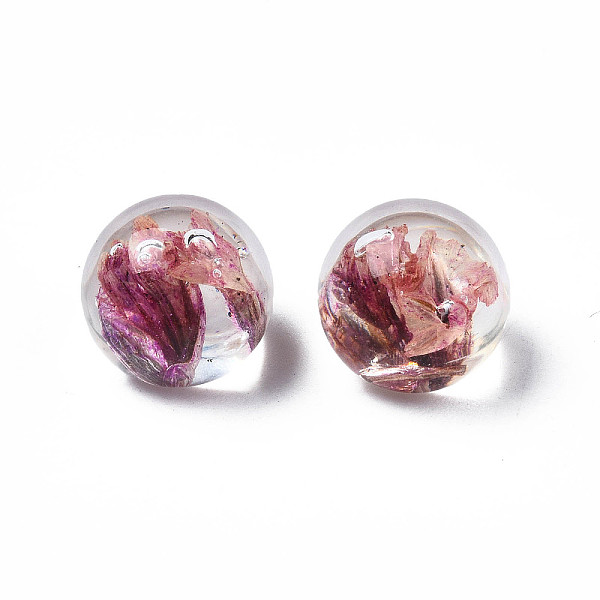 

PandaHall Translucent Acrylic Cabochons, with Dried Flower, Round, Pale Violet Red, 10x9mm Acrylic Round