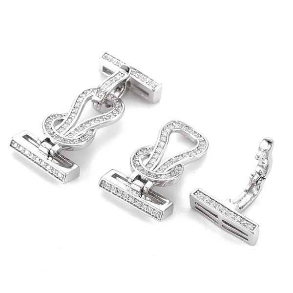 

PandaHall Brass Micro Pave Clear Cubic Zirconia Fold Over Clasps, Nickel Free, Real Platinum Plated, Knot: 22.5x14.5x5mm, Clasp: 12x14.5x7mm...