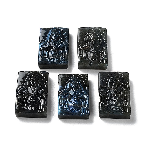 

PandaHall Natural Labradorite Engraved Cabochons, Rectangle, 48~49x30~30.5x11~12mm Labradorite Rectangle