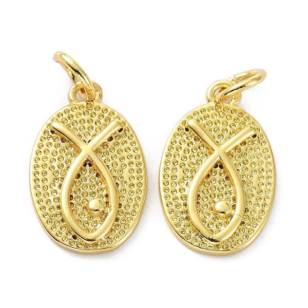 

PandaHall Brass Pendants, with Jump Ring, Long-Lasting Plated, Textured, Oval with Fish, Real 18K Gold Plated, 16x10x2mm, Hole: 3mm Brass...
