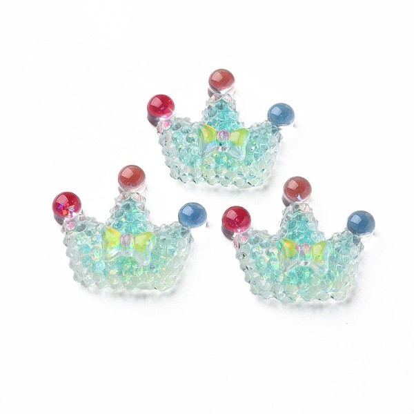 

PandaHall Transparent Epoxy Resin Cabochons, with Glitter Powder, Crown, Turquoise, 19x22.5x7mm Epoxy Resin Crown Green