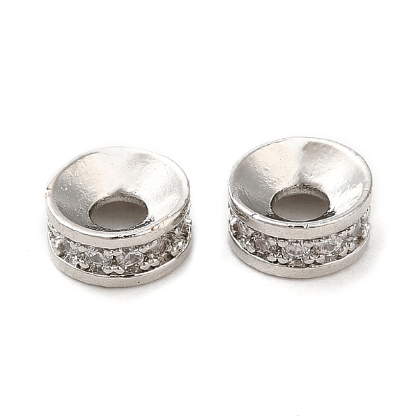 

PandaHall Rack Plating Brass Cubic Zirconia Beads, Spacer Beads, Long-Lasting Plated, Lead Free & Cadmium Free, Column, Platinum, 5.5x2.5mm..., Clear