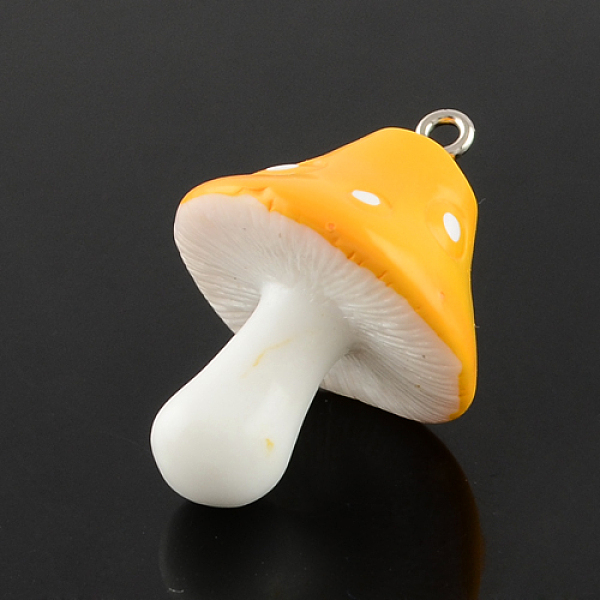 

PandaHall Resin Pendants, Mushroom, Gold, 34~36x22~26x22~26mm, Hole: 2mm Resin Vegetables Gold