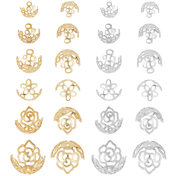 

PandaHall PH 18K Gold Flower Bead Caps 48pcs Spacer Beads Petal Bead End Bell Caps Long-Lasting Spacer Loose Beads for Earrings Necklace...