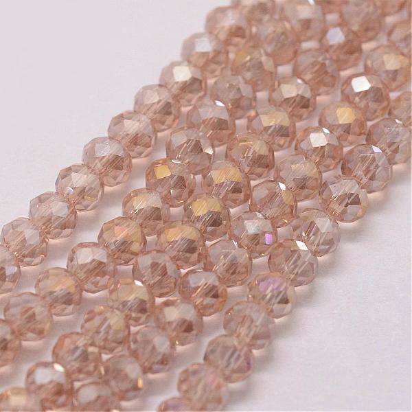 

PandaHall Electroplate Glass Bead Strands, Rondelle, Faceted, Rainbow Plated, Moccasin, 3~3.5x2mm, Hole: 1mm, about 120~125pcs/strand, 12.4..., Orange