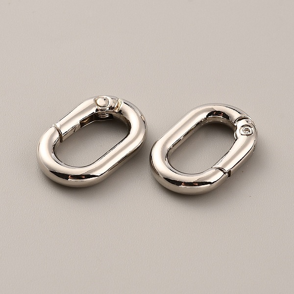 

PandaHall Alloy Spring Gate Rings, Oval, Platinum, 21x14x4mm Alloy
