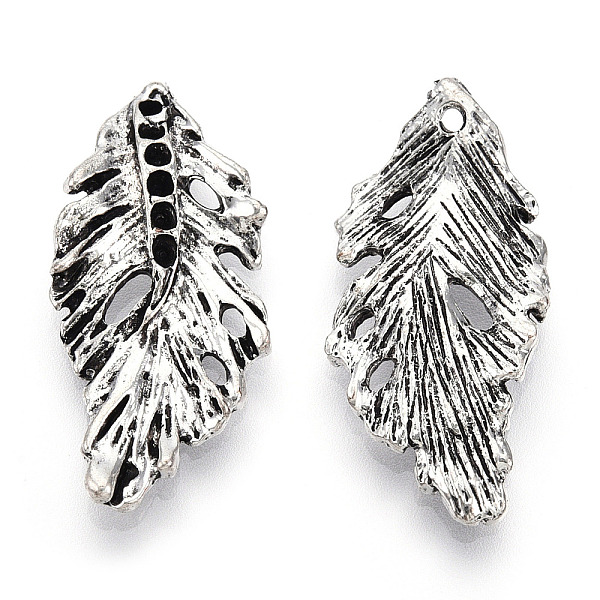 

PandaHall Tibetan Style Alloy Pendant Rhinestone Settings, Cadmium Free & Lead Free, Leaf, Antique Silver, Fit for 1.2mm Rhinestone...