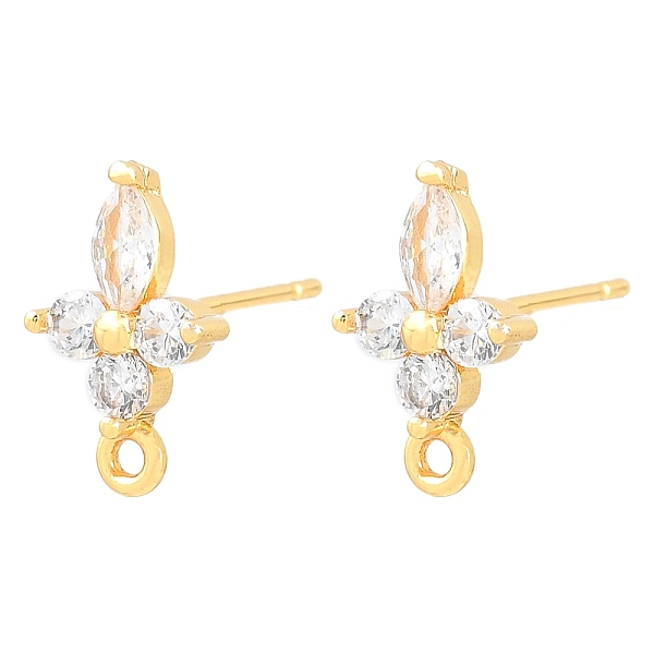 Fornituras para aretes de flor de circonita cúbica con micro pavé de latón