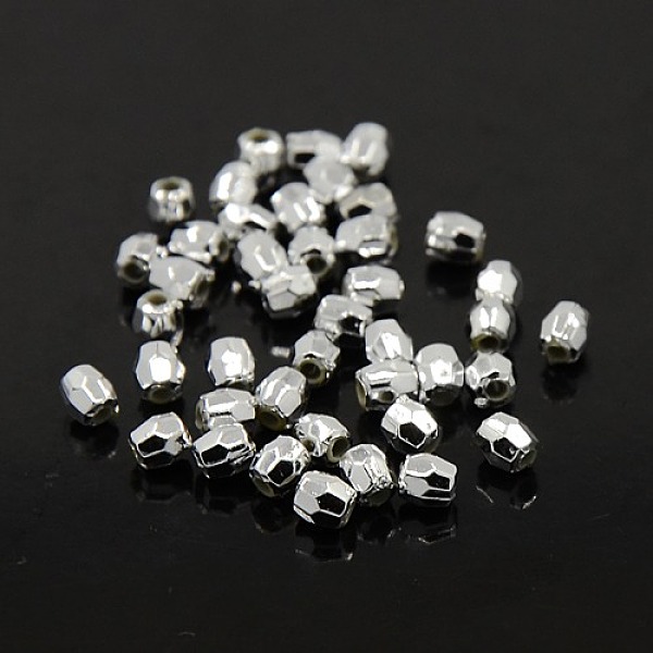 

PandaHall Plating Plastic Acrylic Faceted Round Beads, Silver Plated, 4mm, Hole: 1mm, about 10000pcs/pound Acrylic Round