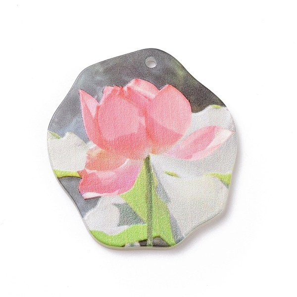 

PandaHall Acrylic Pendants, 3D Printed, Polygon, Flower Pattern, 36x33.5x2.5mm, Hole: 1.8mm Acrylic Flower Pink