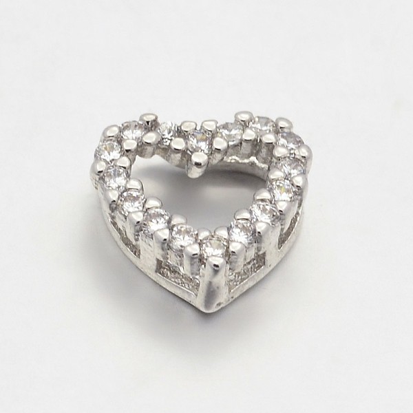 

PandaHall CZ Brass Micro Pave Grade AAA Cubic Zirconia Open Heart Beads, Cadmium Free & Nickel Free & Lead Free, Real Platinum Plated...