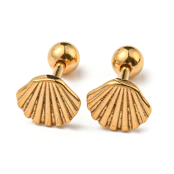

PandaHall Ion Plating(IP) 304 Stainless Steel Stud Earrings, Shell Shape, Golden, 6.5x8mm 304 Stainless Steel Shell Shape