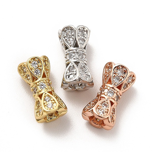 Rack Plating Brass Micro Pave Cubic Zirconia Beads