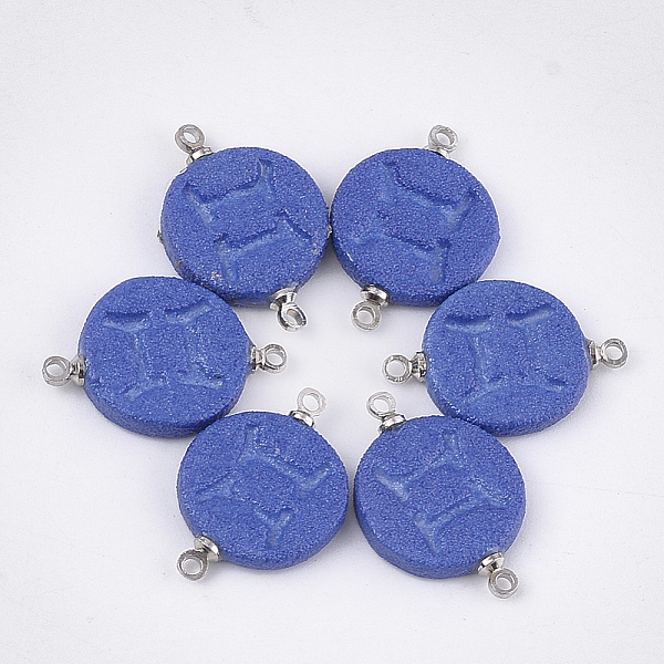

PandaHall Handmade Porcelain Links connectors, Frosted, with Brass Findings, Flat Round with Constellation, Platinum, Blue, Gemini...