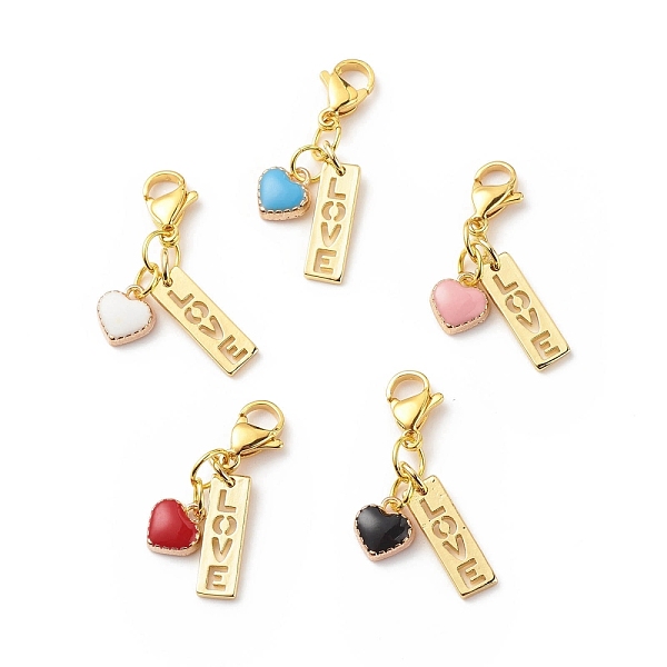 

PandaHall Alloy Enamel Heart Pendant Decorations, Word Love Lobster Clasp Charms, Clip-on Charms, for Keychain, Purse, Backpack Ornament..., Multicolor