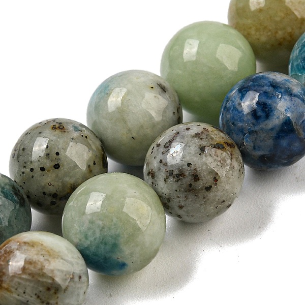 

PandaHall Natural Blue Azurite in Calcite Beads Strands, UV Reactive Fluorescent Gemstone Round Beads, 10mm, Hole: 0.9mm, about 39pcs/strand...