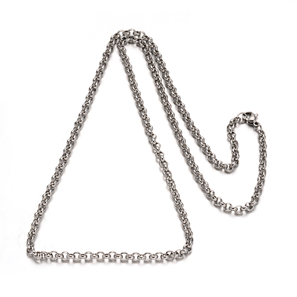 

PandaHall 304 Stainless Steel Rolo Chains Necklaces, with Lobster Claw Clasps, Stainless Steel Color, 29.5 inch(75cm), 4mm 304 Stainless...