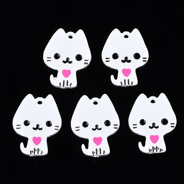 

PandaHall Rack Plating Alloy Enamel Spray Painted Pendants, Cadmium Free & Nickel Free & Lead Free, Cat, White, 19.5x14.5x1.3mm, Hole: 1mm...