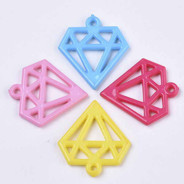 

PandaHall Opaque Acrylic Pendants, Flat Diamond Shape, Mixed Color, 35x32x3.5mm, Hole: 2mm Acrylic Diamond Multicolor