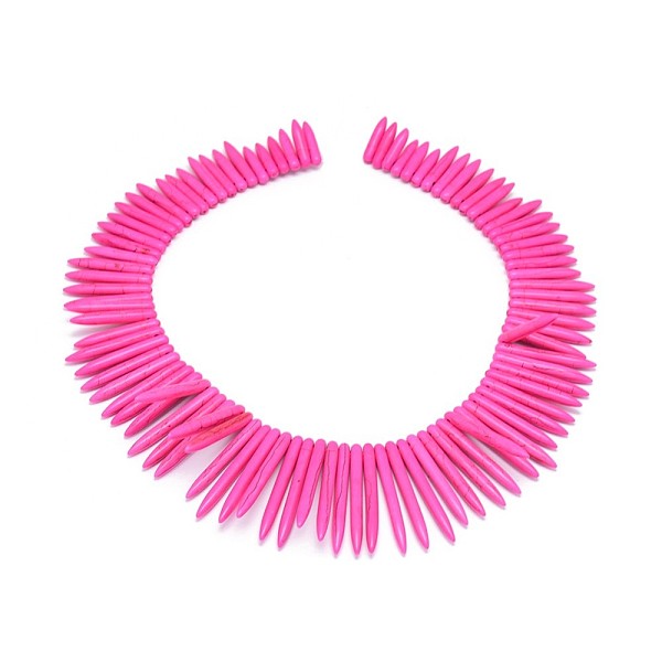 

PandaHall Synthetic Turquoise Graduated Spike Beads Strands, Tusk Shape, Deep Pink, 20~49x4.5~5mm, Hole: 1.2mm, about 99pcs/strand...