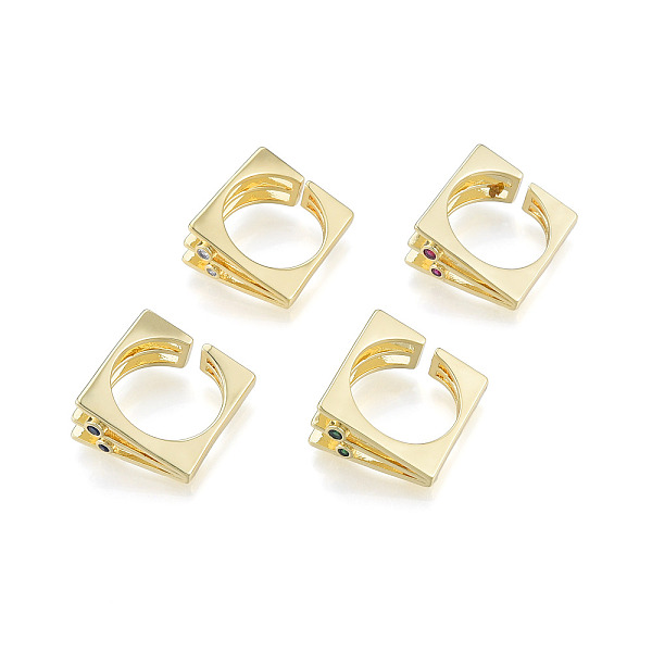 

PandaHall Cubic Zirconia Square Triple Layer Open Cuff Ring, Real 18K Gold Plated Brass Jewelry for Women, Nickel Free, Mixed Color, US Size..., Multicolor